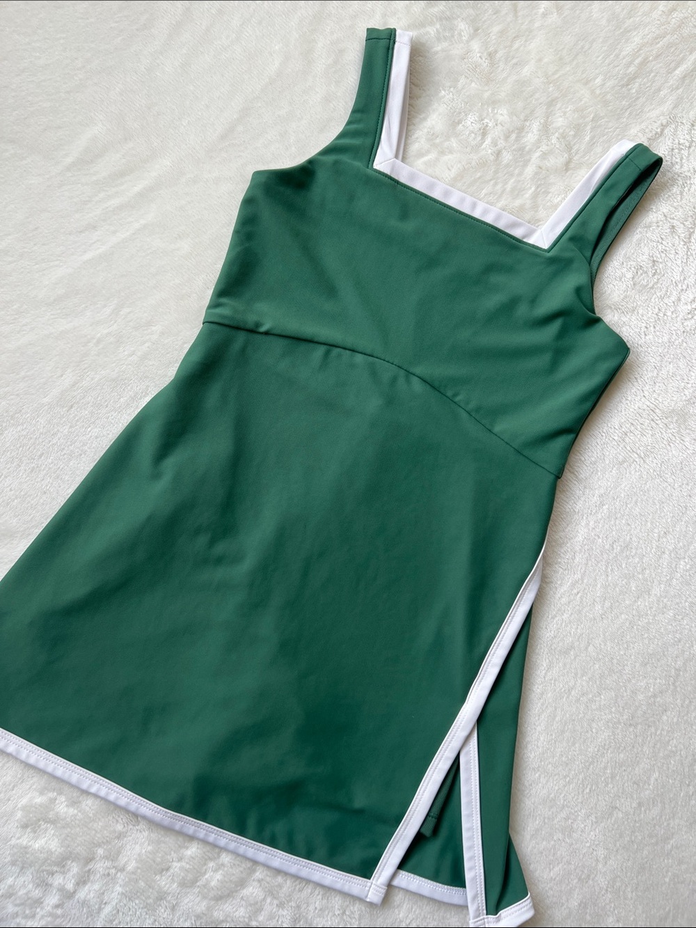 Old Navy Green Athleisure Mini Dress with White Trim and Shorts